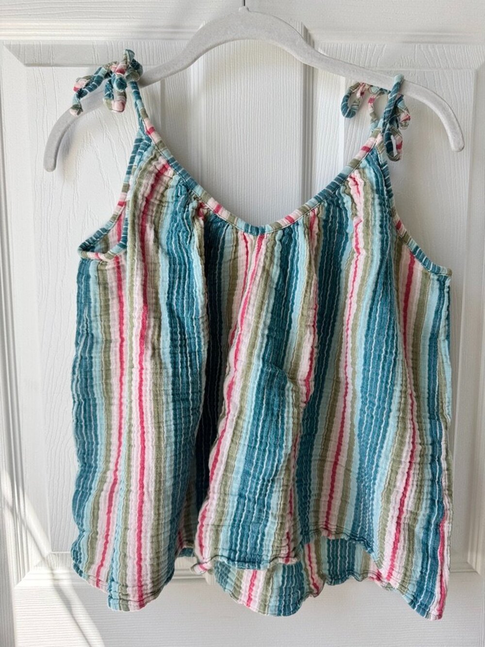 Women’s 100% Cotton Striped Tie-strap tank top - Picture 4 of 4
